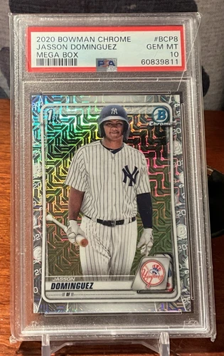 Jason Dominguez 2020 Bowman Chrome Mega Box Mojo 1st Bowman #BCP8 PSA 10 GEM RC
