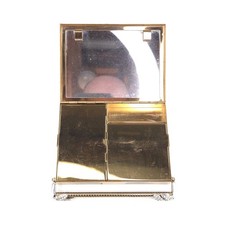 Vintage Volupte Brass Compact Purse Mirror Makeup Case Lipstick Holder USA READ