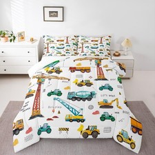 Tractor Comforter, Excavator Machinery Trucks Bedding Set Full Size, Construc...