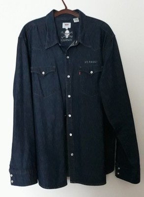 FC St. Pauli Levis TK Jeanshemd dunkelblau Gr. XXL, nicht getragen, Top erhalten