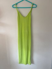 Pretty Little Thing BNWT  Fitted Midi Dress 10 Lime Green Holiday Beach Slinky