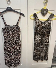 2 Leopard Print Summer Dresses. Atmosphere small size 10. Papaya size 8.