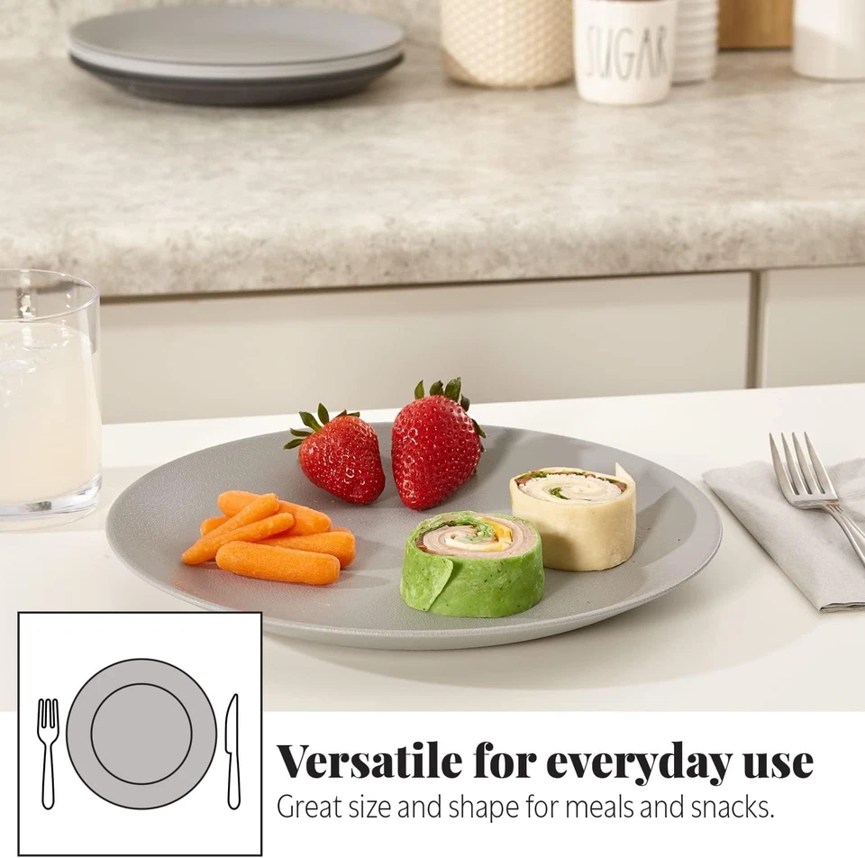 10" Grey Stone Plastic Dinner Plates - Set of 6, Reusable, Bpa-Free - Image 4 of 4