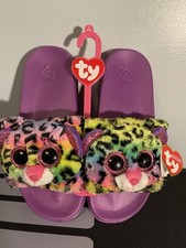 Ty DOTTY Leopard Fashion Pool Slides Kid Size Large (4-6)
