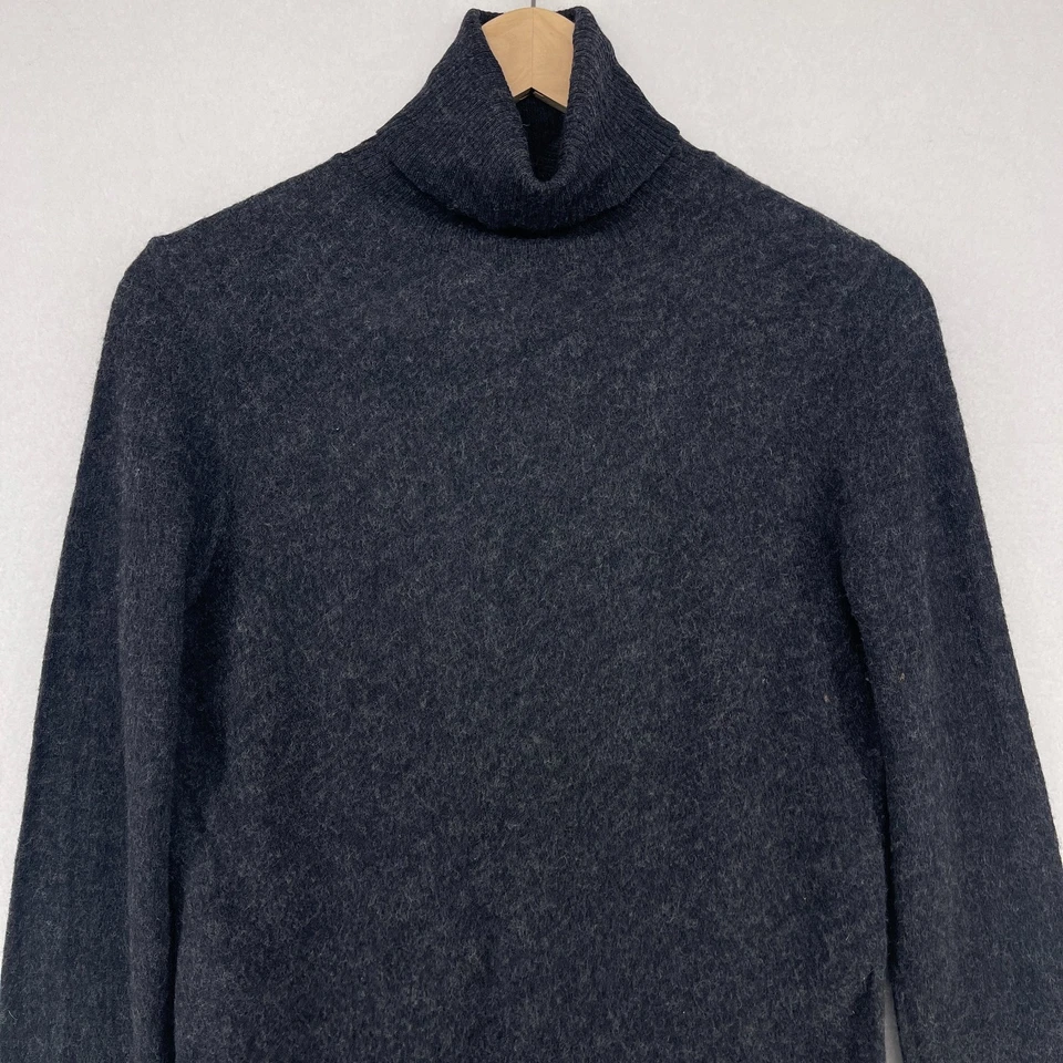 DKNY Sweater Womens M 100% Wool Brushed Turtleneck Pullover Charcoal HK VTG - Image 4 of 4