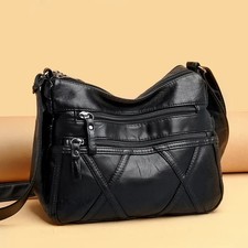 Women Retro Shoulder Bag Soft PU Leather Crossbody Hobo Purse Multi Pocket Handb