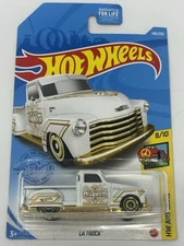 Hot Wheels 2021 Art Cars White Gold La Troca Pickup Truck #146 A2