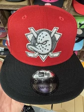 New Era Anaheim Ducks SnapBack Hat 9Fifty Red Black White Accents