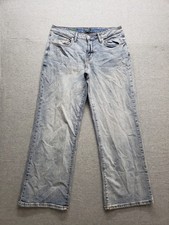 Wild Fable Women Jean 10 Blue Denim Wide Leg Low Rise Baggy Stretch Light Wash
