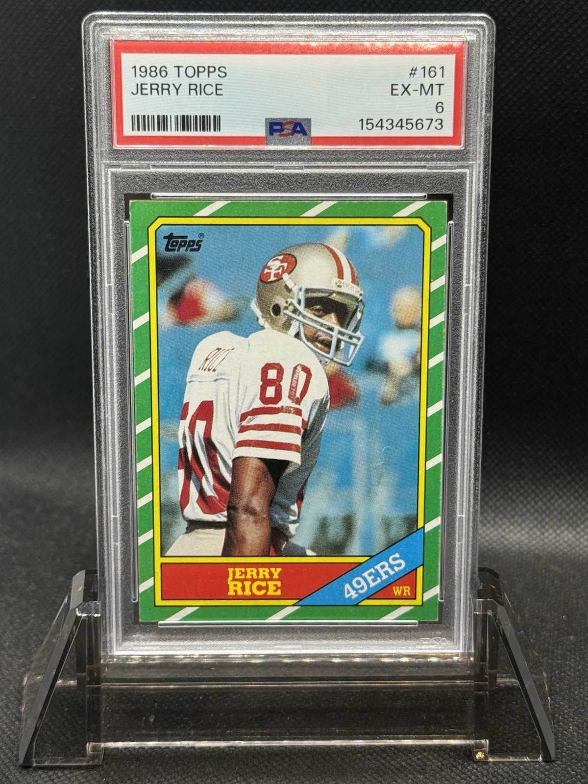 1986 Topps Jerry Rice #161 EX-MT, PSA 6