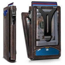 Men Wallet,Magnetic Metal Wallet Money Clip 9Cards Pop-up Access RFID Blocking