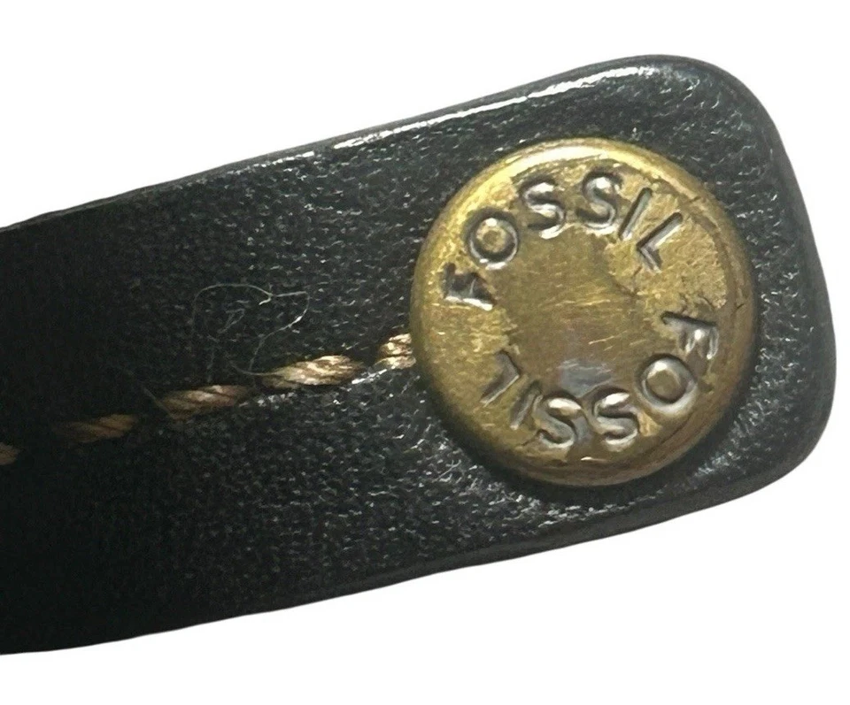 Cartera plegable de cuero negro fósil estuche para tarjetas extraíble cremallera puntada de bolsillo para monedas Foto 3 de 4