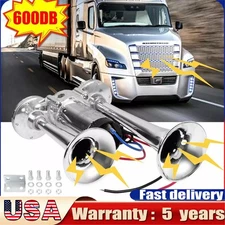 600DB Super Loud Dual Trumpet Train Air Horn Compressor Kit For Car Truck Boat