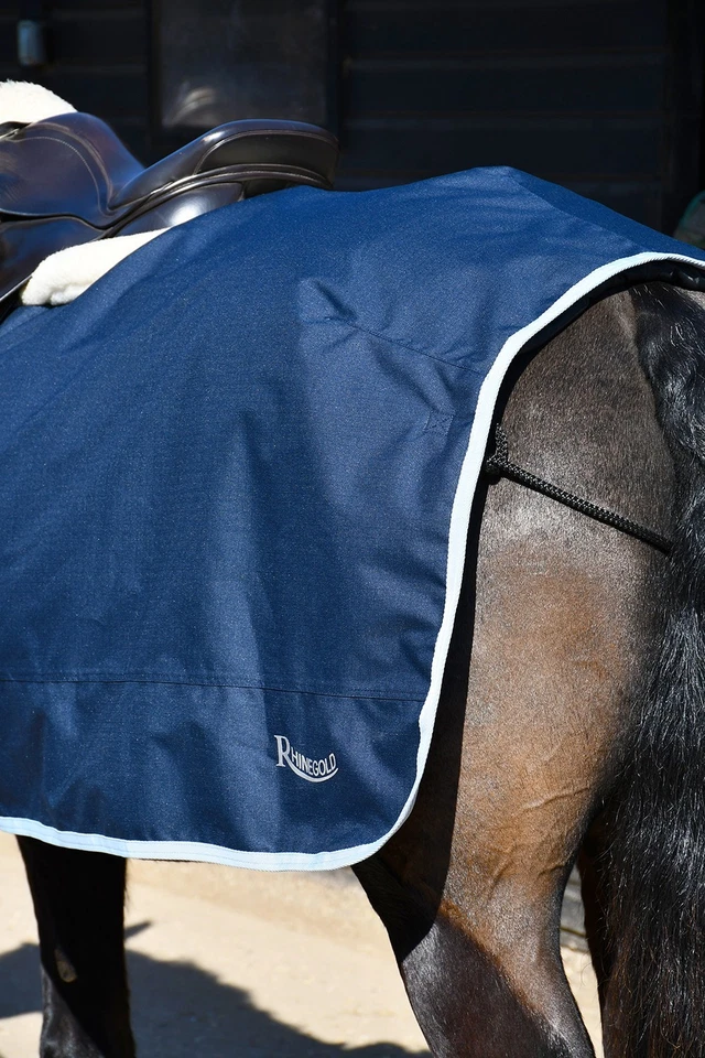 Rhinegold Fixed Chest Waterproof Ride-On Horse Rug, Navy or Yellow, 5'0"-7'0" - Image 3 of 4