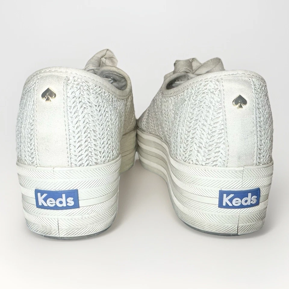 Tênis KATE SPADE x KEDS Feminino Triplo Tecido Plataforma Marfim Cadarço 9.5 - Imagem 3 de 4