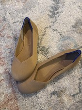 Rothy's Women's Sz 8 Tan Camel Round Toe Flats Tortoiseshell Sole Washable