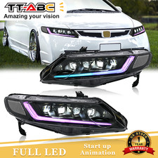 Rgb Led Headlights For Honda Civic Sedan 2006-2011 Wdrl Sequential Turn Signal