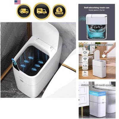 Bathroom Trash Can, Automatic Bagging Garbage Can, 3.5 Gallon Slim Smart Smal...