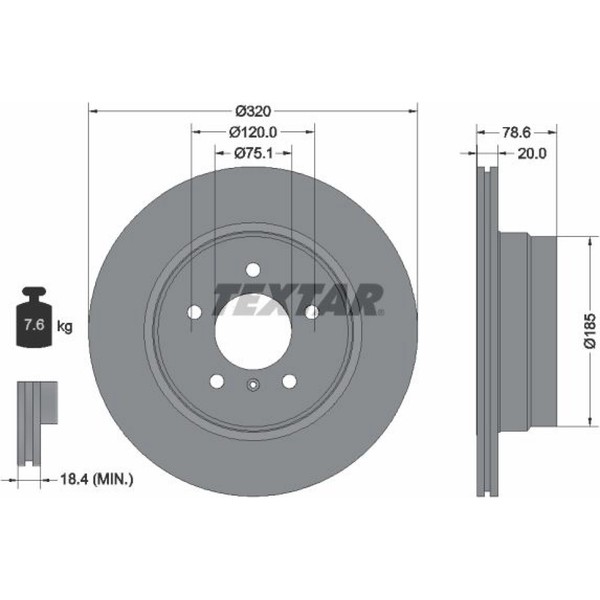 2X Textar 92161103 Bremsscheibe FüR BMW X5 X6 E70 F15 F85 E71 E72 F16 F86-image