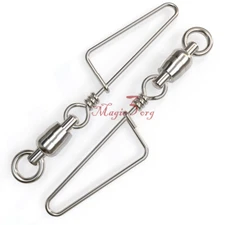 20pcs Ball Bearing Swivels 100% Stainless Steel Snap Saltwater Fishing 45-440lb