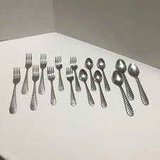 Gibson Swirl stainless Flatware - Spoons and Forks 15 Pieces