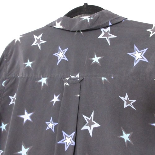 Rails Top Blouse Women Large Black Cosmic Stars Rebel Silk Button Up Pocket - Picture 11 of 12
