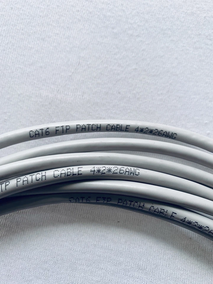 20FT CAT6 RJ45 Network LAN Ethernet U/FTP Shield Cable Flat Cord 26AWG White - Image 2 of 3