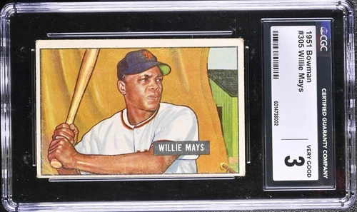 1951 Bowman #305 WILLIE MAYS Rookie Card  HOF  CGC 3 VG