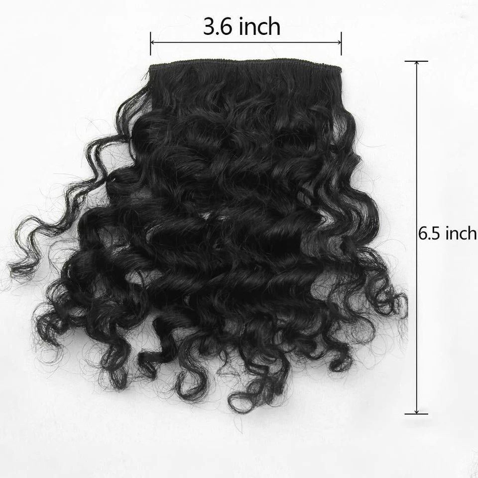 Clip In 100% Human Hair Curly Bangs Clip on Curly Hairpieces Fringe Extensions - Bild 4 von 4