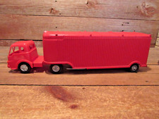 Vintage RARE Marx Hard Plastic Red Farm Livestock Cattle Semi Truck  Trailer