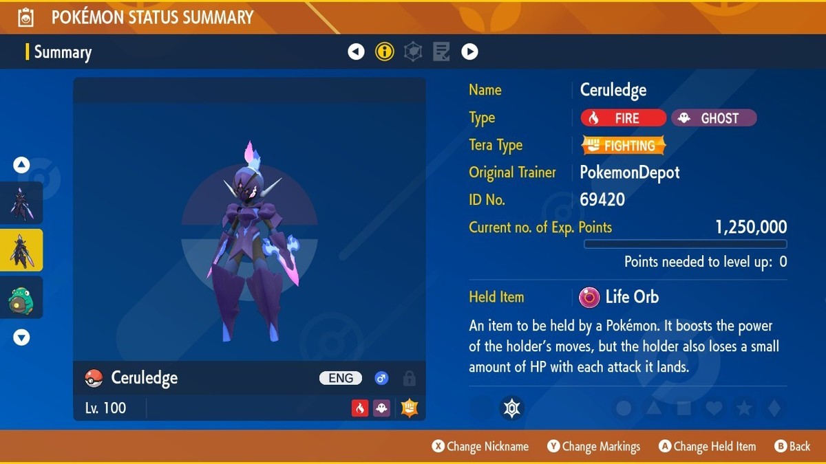 ceruledge shiny pokemon card 6IV Scarlet and Violet *SAME DAY* Colorless Life Sucker (50) Heal 30 damage from this Pokémon Ceruledge - 268/190 - SV4a: