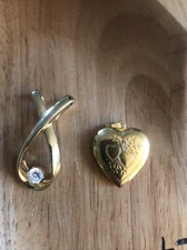 Gold Tone Slide And Gold Tone Heart Pendant