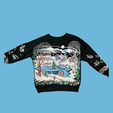 Christmas 1980s Vintage Ugly Sweater Party Nutcracker Crewneck Sweatshirt Medium
