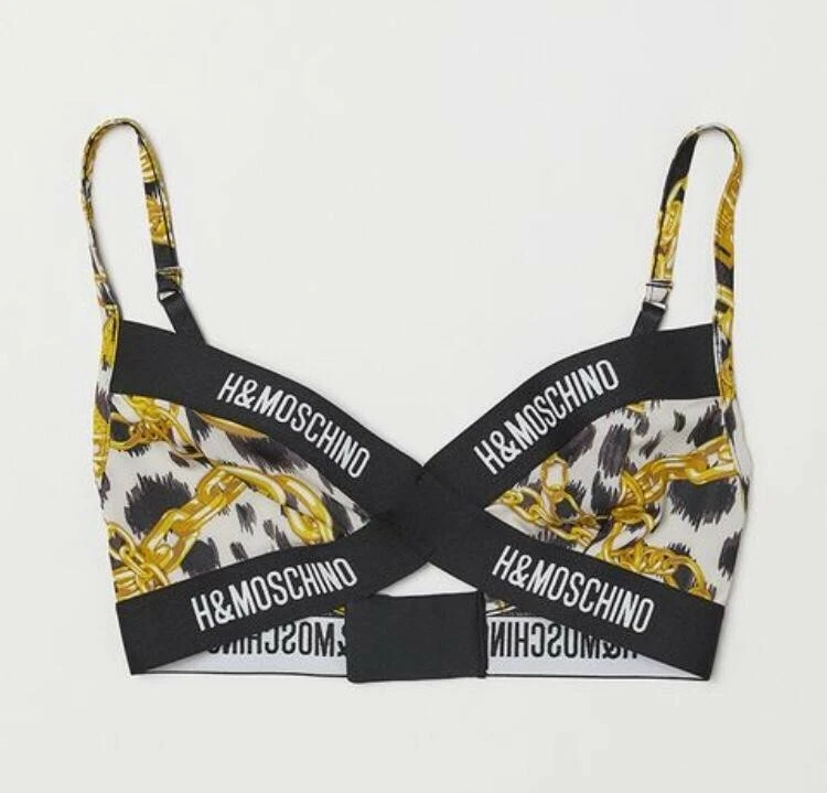 Women H&M Moschino Bra Size 4 EUR 36 *BNWT* Jeremy Scott Bra Logo Chains