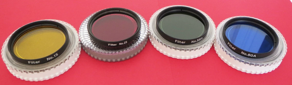 Set De 4 Filtres Couleur 5.1cm (2 Pouces) Pour Télescopes – Jaune, Rouge, Bleu, Vert, Monture BNC
