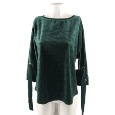 NWT CHARTER CLUB Holiday Velvet Deep Teal Top S(4-6) Bow Tie Sleeve Pullover