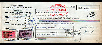 PARIS (XVII° & VIII°) Sté des PASTILLES & PRODUCTS de VICHY im Jahr 1950