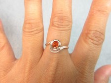 SPESSARTITE GARNET - Genuine Orange .925 Sterling Silver Solitaire Ring 0.42 ct