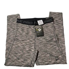 New Nike Pro Tight Fit Women  s Crop Leggings small Heather Gray Pink BNWT