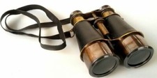 Antique Brass Marine Vintage Nautical Binocular With Black Leather collectible 