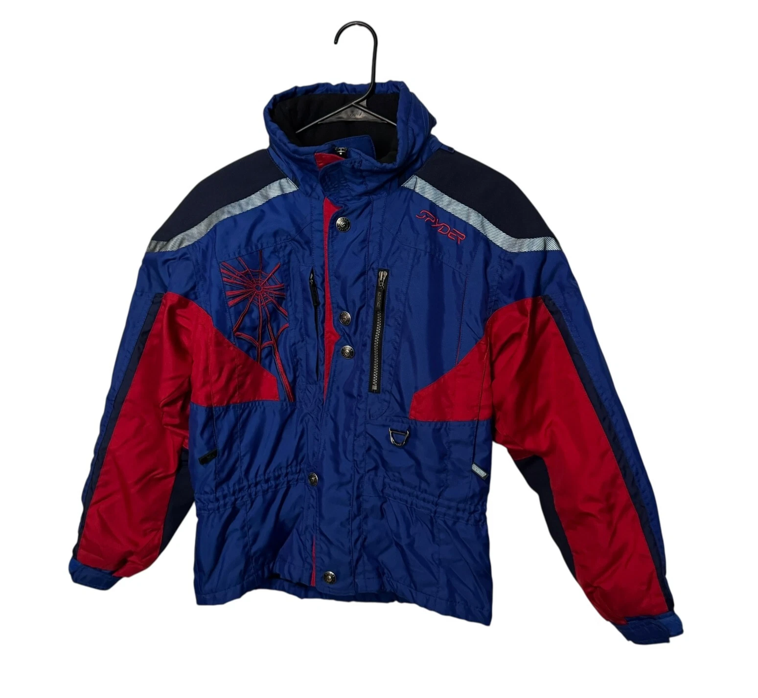 Spyder Jacket Kids Size 12 Blue Red Insulated Thinsulate Ski Snow Full Zip Webs