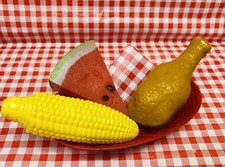 VTG FISHER PRICE Play Food Fun Tikes Picnic Chicken Corn Watermelon Basket FPCC2