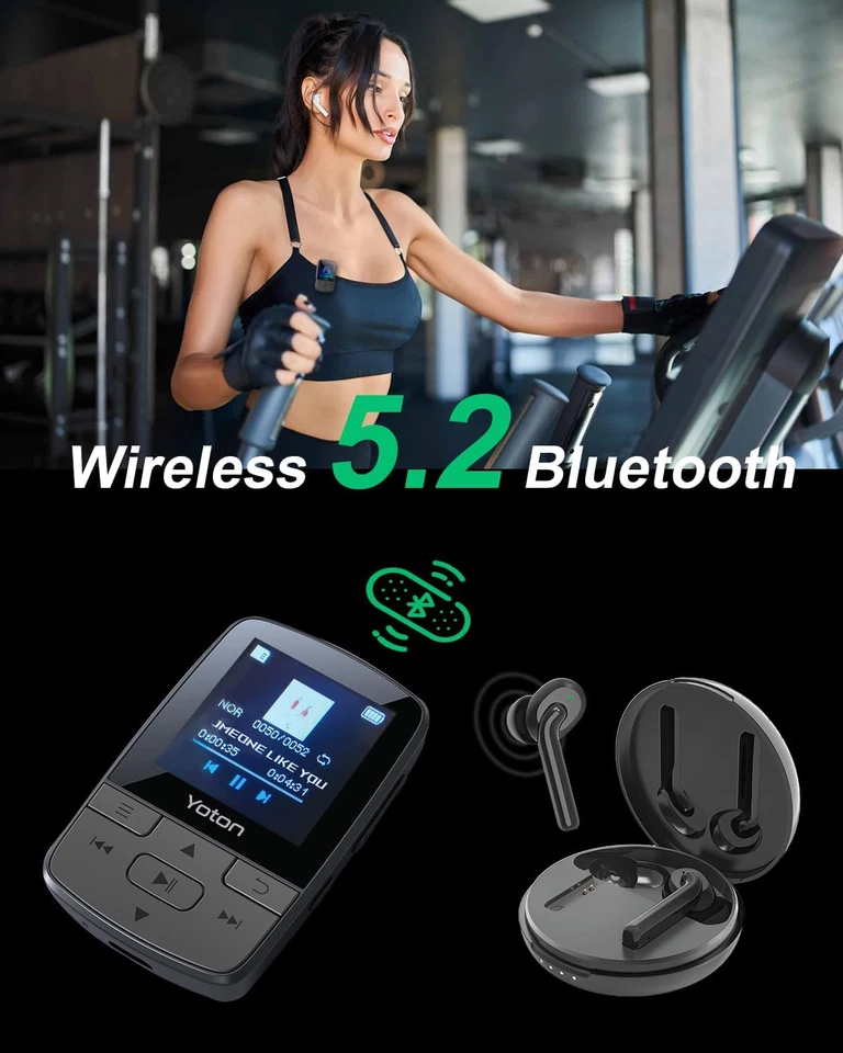 Lettore MP3 Bluetooth 5.2 64GB con Clip Sportiva, Radio FM e Auricolari Inclusi - Immagine 4 di 4