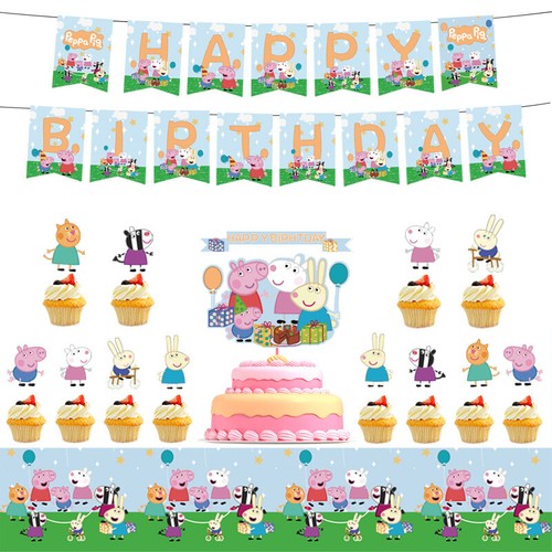Cubierta de mesa Peppa & George Pig decoración de fiesta niños pancarta de cumpleaños banderas servilleta