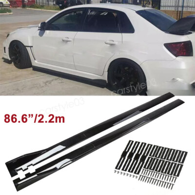 For Subaru Legacy 2010-2023 Gloss Black Side Skirt Extension Lip Rocker 86.6''