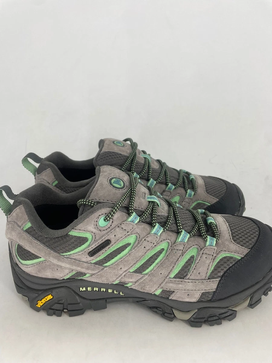 MERRELL WOMENS MOAB 2 WATERPROOF LEATHER HIKING SHOES DRIZZLE MINT J06028 SIZE 7
