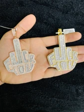 14k Gold Finish F**k You Hip Hop Simulated CZ Charm Pendant w/ Rope Chain