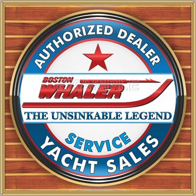 BOSTON WHALER BOATS DEALER SIGN REMAKE SQUARE ALUMINUM SIZE OPTION UP TO 3' X 3'