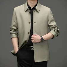 Mens Thin Lapel Jacket Business Casual Single-breasted Slim Fit Tops Spring Fall