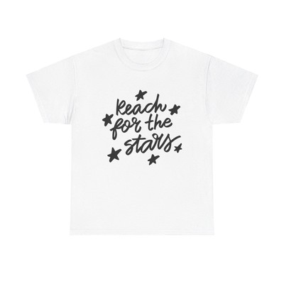 Reach For The Stars T-Shirt - calligraphy motivational quote phrase saying women